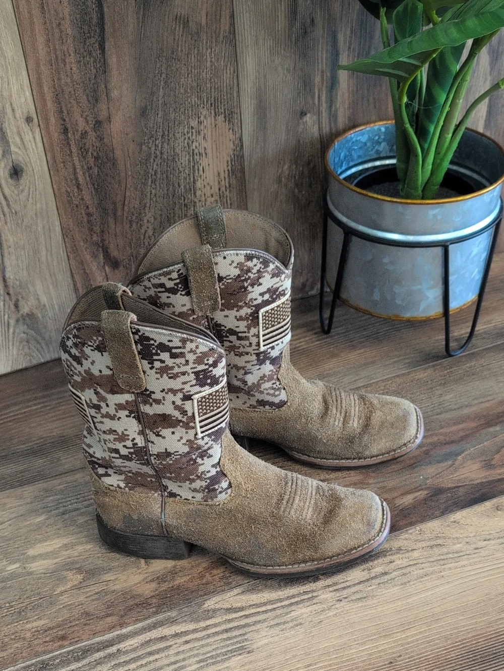 Ariat Limited Edition Camo Patriotic Square Toe Western Cowboy Boots 1.5